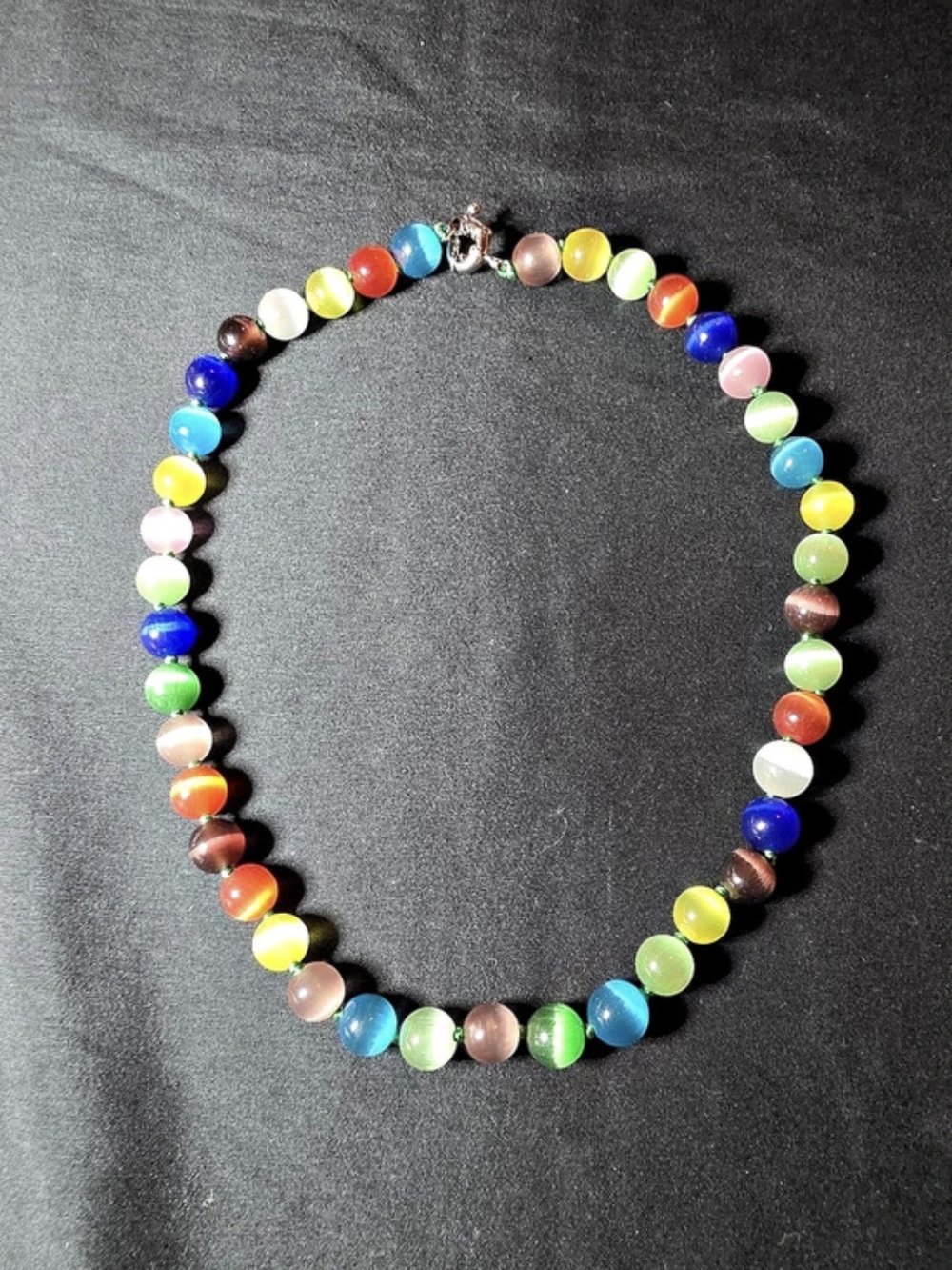 🌈 Vibrant Multicolor Cat's Eye Beaded Statement Choker Necklace